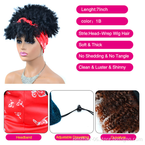 Customizd 110 Styles Afro Box Braid Turban Headband Wig In Synthetic Hair Braided wigs Kinky Curly  Bun with clip Bangs Hair